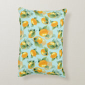 レモンとレモンを使った水彩葉パターン。シームルズ アクセントクッション (裏面(縦))