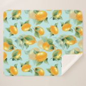 レモンとレモンを使った水彩葉パターン。シームルズ シェルパブランケット (正面(横))