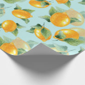 レモンとレモンを使った水彩葉パターン。シームルズ ラッピングペーパー (角)