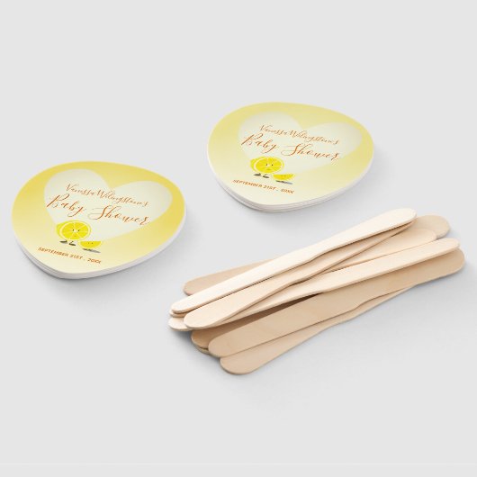 レモンとレモンスライス赤ちゃんシャワーハート黄色 ハンドファン (組立なし)