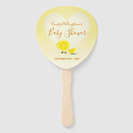 レモンとレモンスライス赤ちゃんシャワーハート黄色 ハンドファン
