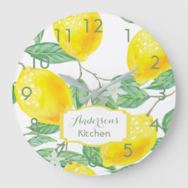 レモンと名前の付いたキッチンの壁掛け時計 ラージ壁時計