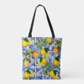 レモンと地中海のタイルのトートバッグ トートバッグ (裏面)