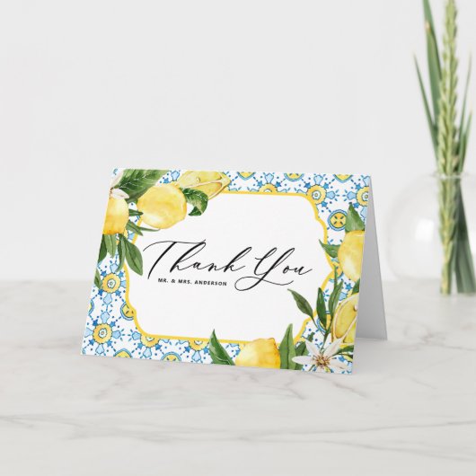 レモンと地中海の花結婚の サンキューカード (正面)