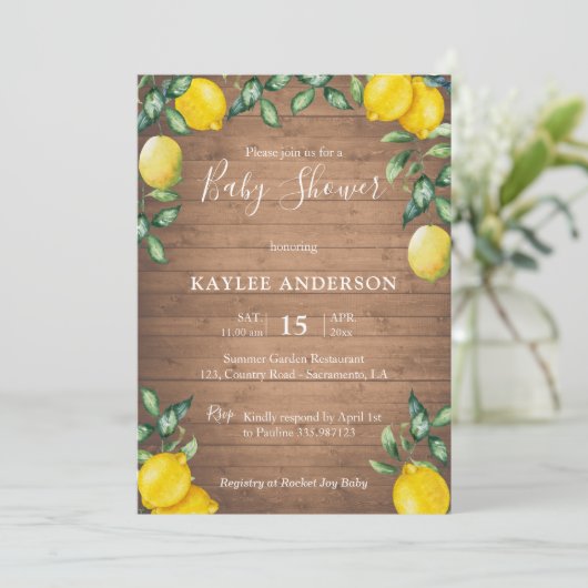 レモンと木の田舎のベビーシャワーの招待状 招待状 (スタンド正面)