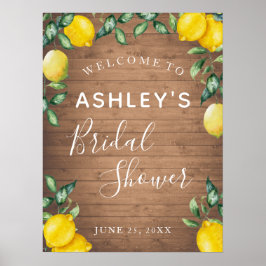 レモンと木の素朴なブライダルシャワー歓迎サイン ポスター