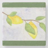 レモンと水葉色の木の枝 ストーンコースター (正面)