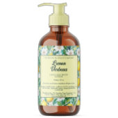 レモンと白い花の化粧品ボトルラベル スクエアシール