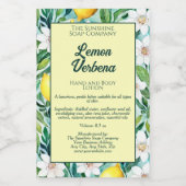 レモンと白い花の防水化粧品ラベル フードラベル (シングルラベル)