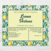 レモンと白い花防水浴塩ラベル スパークリングワインラベル (シングルラベル)