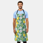 レモンと白い花 – フランスの Country Decor エプロン (着用した状態)