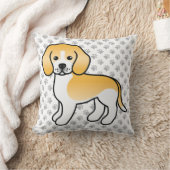 レモンと白のビーグル かわいいキャラクターの犬と足 クッション (ブランケット)