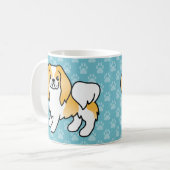 レモンと白の日本狆のキャラクターデザインの犬 コーヒーマグカップ (正面左)