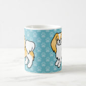 レモンと白の日本狆のキャラクターデザインの犬 コーヒーマグカップ (中央)