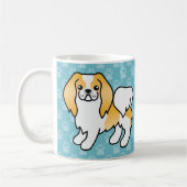 レモンと白の日本狆のキャラクターデザインの犬 コーヒーマグカップ (左)