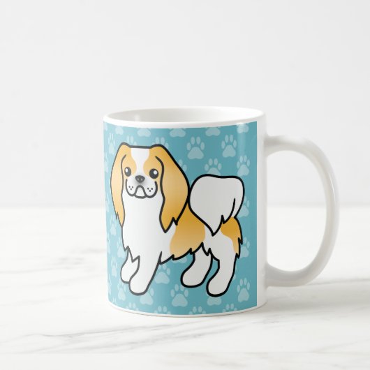 レモンと白の日本狆のキャラクターデザインの犬 コーヒーマグカップ (右)
