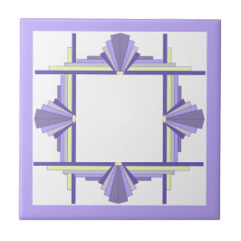 レモンと紫のアールデコ タイル