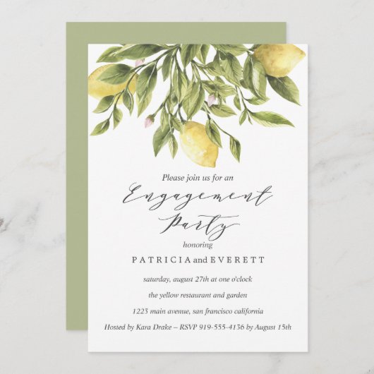 レモンと結婚葉の婚約パーティv2 招待状 (正面/裏面)