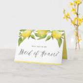 レモンと緑が私のメイド・オブ・オーナー（花嫁付き添い人） カード (黄色い花)