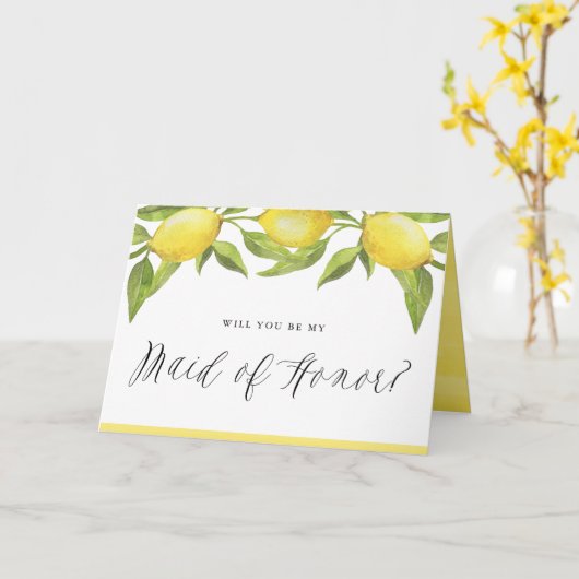 レモンと緑が私のメイド・オブ・オーナー(花嫁付き添い人) カード (黄色い花)