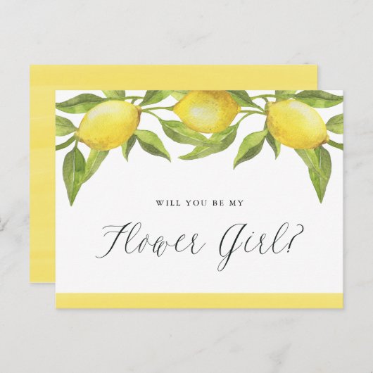 レモンと緑が私の花の女の子 案内ポストカード (正面/裏面)