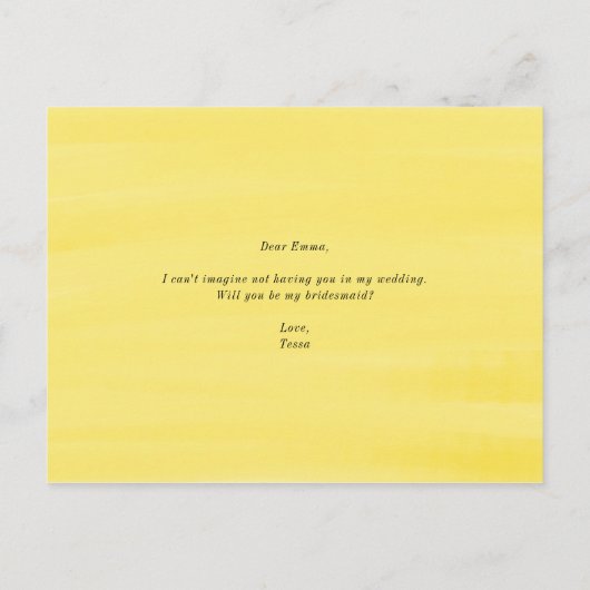 レモンと緑が私の花嫁のカードになる 案内ポストカード (裏面)