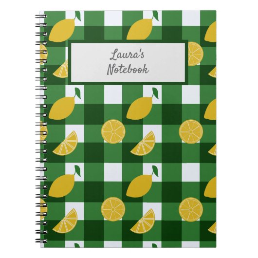 レモンと緑のギンガム ノートブック (正面)