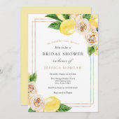 レモンと緑のブライダルシャワーへの招待 招待状 (正面/裏面)