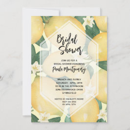 レモンと緑のブライダルシャワー 招待状