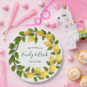 レモンと緑のリース結婚の紙プレート ペーパープレート (パーティー)