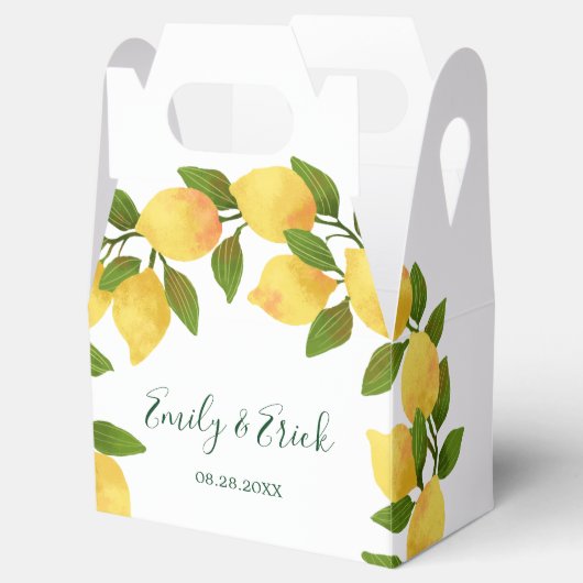レモンと緑のリース結婚式の引き出物ボックス フェイバーボックス (オープン)