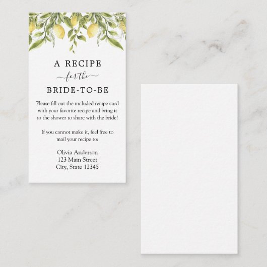 レモンと緑のレシピリクエスト エンクロージャーカード (正面/裏面)