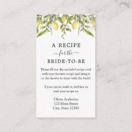 レモンと緑のレシピリクエスト エンクロージャーカード