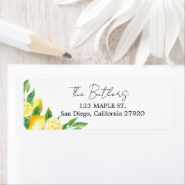 レモンと緑の差出人住所ラベル ラベル