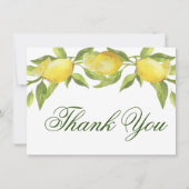 レモンと緑の水彩 サンキューカード (正面)