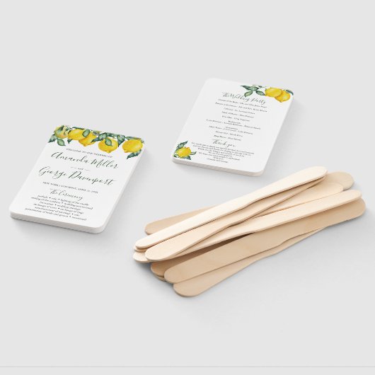 レモンと緑の結婚式のプログラムファン ハンドファン (組立なし)