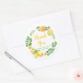 レモンと緑の赤ちゃんシャワーありがとう ラウンドシール (封筒)