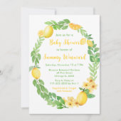 レモンと緑の赤ちゃんシャワー 招待状 (正面)