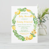 レモンと緑の赤ちゃんシャワー 招待状 (スタンド正面)