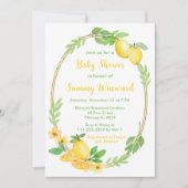 レモンと緑の赤ちゃんシャワー 招待状 (正面)