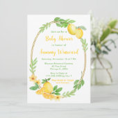 レモンと緑の赤ちゃんシャワー 招待状 (スタンド正面)