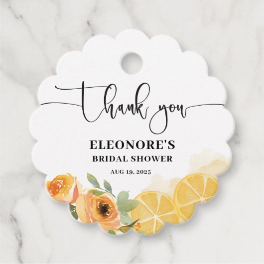 レモンと花のブライダルシャワー フェイバータグ (正面)