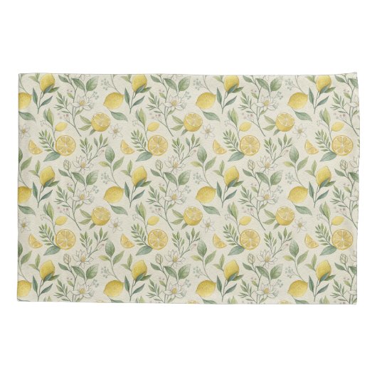 レモンと花の柄の枕ケース 枕カバー (裏面)