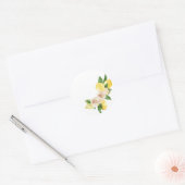 レモンと花を水彩で彩る ラウンドシール (封筒)