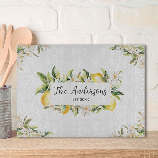 レモンと花フローラ植物姓 カッティングボード