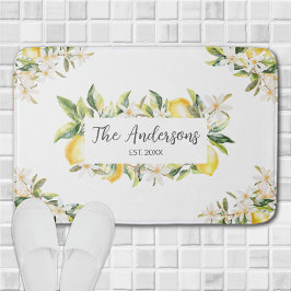 レモンと花フローラ植物姓 バスマット