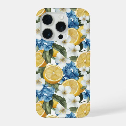 レモンと花柄のサマーiPhoneケース iPhoneケース (裏面)