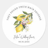 レモンと花結婚のブライダルシャワー ラウンドシール (正面)