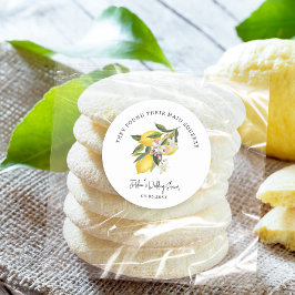 レモンと花結婚のブライダルシャワー ラウンドシール