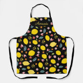 レモンと花、パーソナライズされた名前 エプロン (正面)
